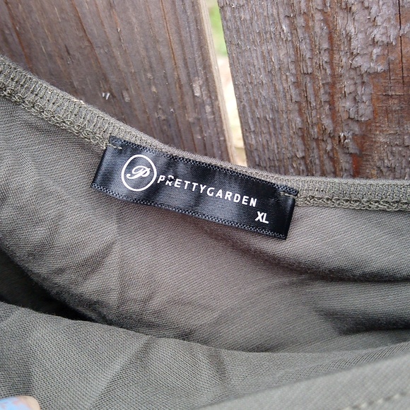 Pretty Garden One Shoulder Strap Tank Top Flowy Green Dress - Picture 14 of 16